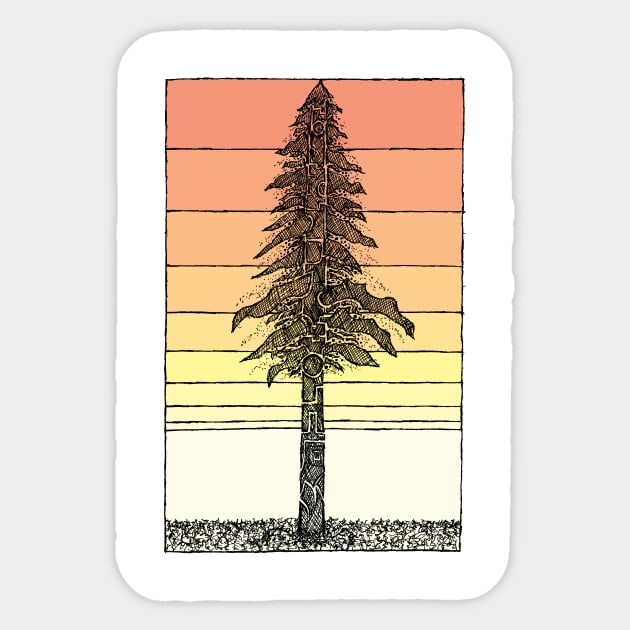 Coastal Redwood Sunset Sketch Sticker by Hinterlund